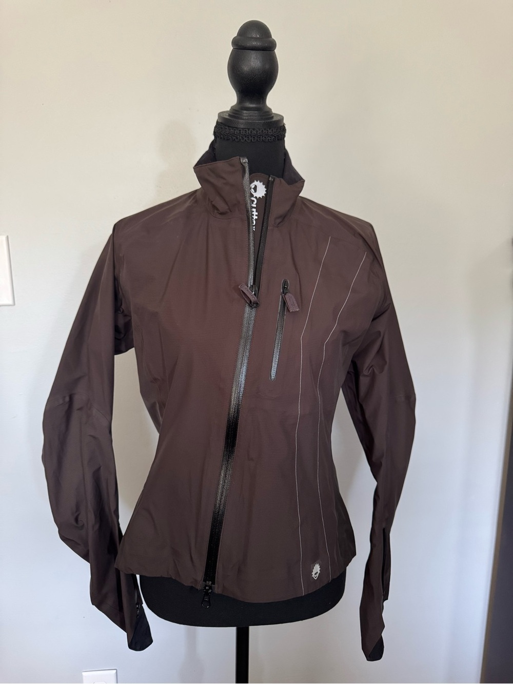 Cutter Women's Dark Brown Cycling Jacket with Asymmetrical Chest Zip